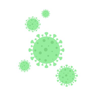 Yeşil virüs ikonu çizimi. Mikroorganizma, enfeksiyon ve hastalık sembolü