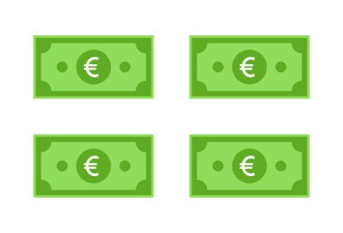 Euro para fatura ikonu seti. EUR banknot sembolü. Nakit ve finansal ödeme imzası