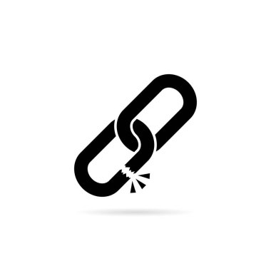 Kırık zincir ikonu. Hiper bağlantı hasar sembolü. Web sitesi hata işareti