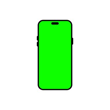 Akıllı telefon modelleme ikonu. Boş yeşil ekran sembollü cep telefonu. Cep telefonu kroma tuşu işareti