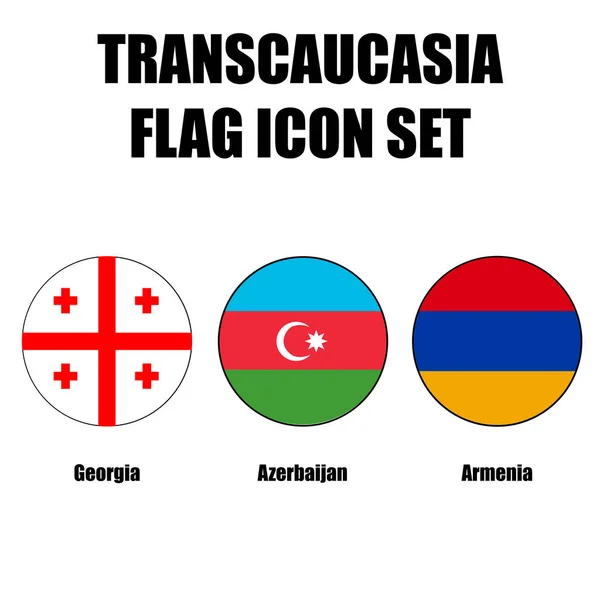 Transcaucásia Círculo Bandeira Ícone Conjunto Antigos Estados Soviéticos Geórgia Azerbaijão — Vetor de Stock