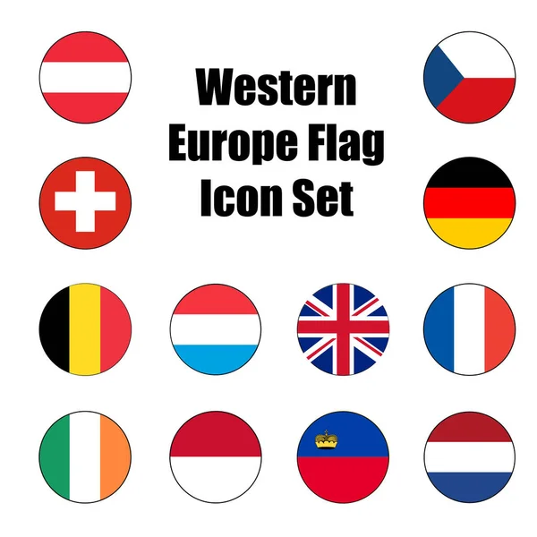Western Europe Flag Icon Set Group Nations Allies Concepts Themes — Stock Vector