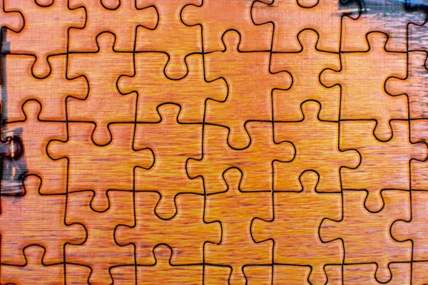 Completado Vibrantes Piezas Puzzle Naranja Para Conexión Trabajo Equipo Cohesión — Foto de Stock