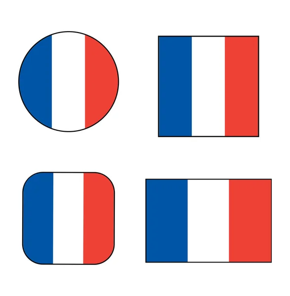 Frankrijk Vlag Pictogram Ingesteld Voor Europese Drukknop Concepten — Stockvector