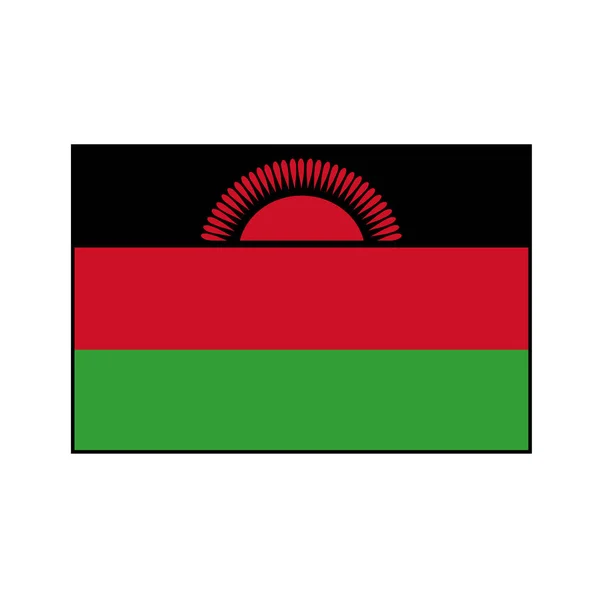 Flagge Der Republik Malawi Vektor Rechteck Symbol Taste Für Afrika — Stockvektor