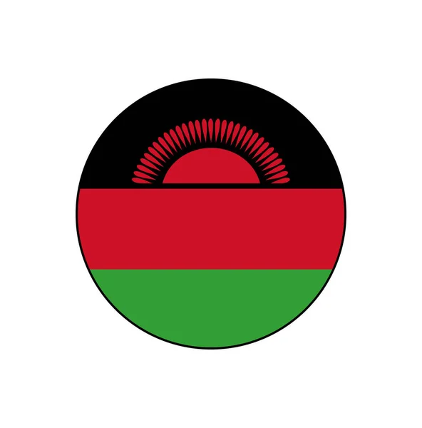 Flagge Der Republik Malawi Vector Circle Icon Button Für Afrika — Stockvektor