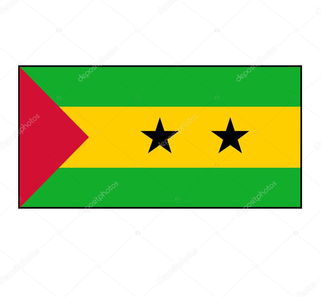 Flag of Sao Tome and Principe Vector Rectangle Icon Button for Africa Concepts.