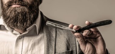 Straight razor, barbershop, beard Vintage straight razor.