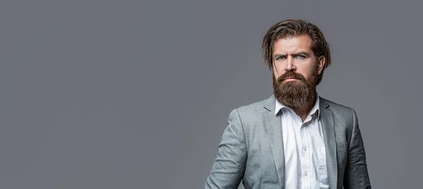 Man in suit. Male beard and mustache. Elegant man in business suit. Sexy male, brutal macho, hipster. Male in tuxedo. Elegant handsome man in suit. Handsome bearded businessman in classic suits — Stock Photo, Image