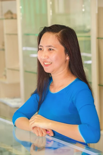 The girl in the blue uniform — Stock Photo, Image