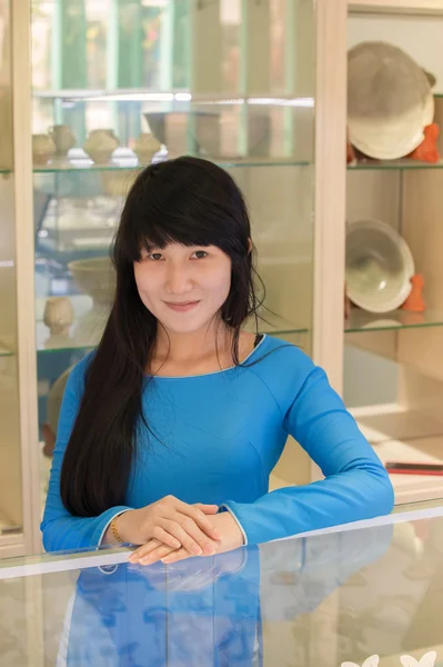 The girl in the blue uniform — Stock Photo, Image