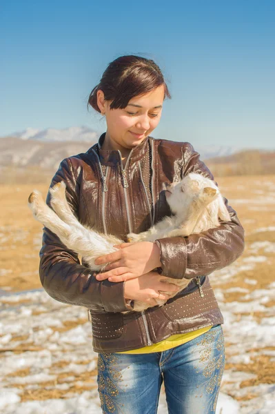 Young farmer with kid — Stock Photo, Image