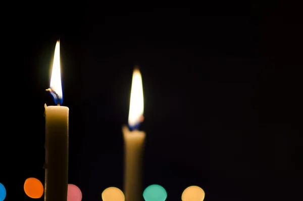 Candele nella notte buia — Foto Stock