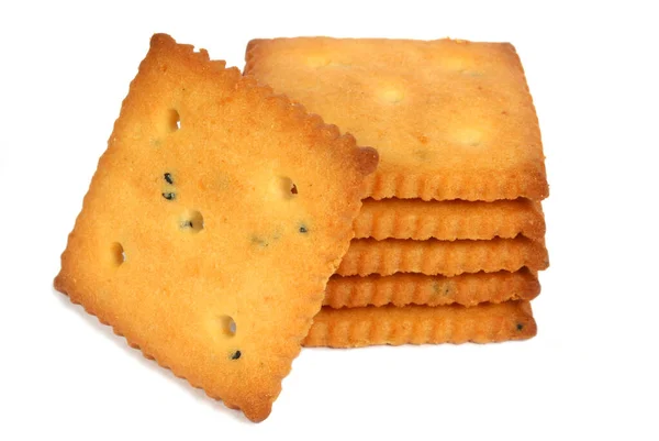 Salted Cracker Biscuit Isolated White Background — Stockfoto