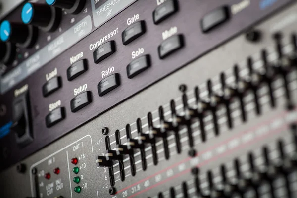 Buttons in sound studio — Stock Photo, Image