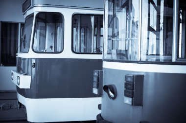Tramvaylar depo içinde