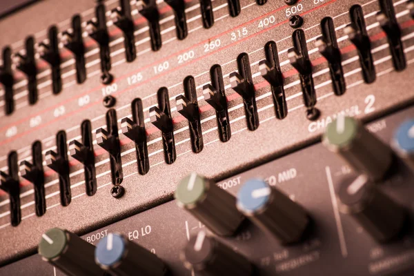 Buttons in sound studio — Stock Photo, Image