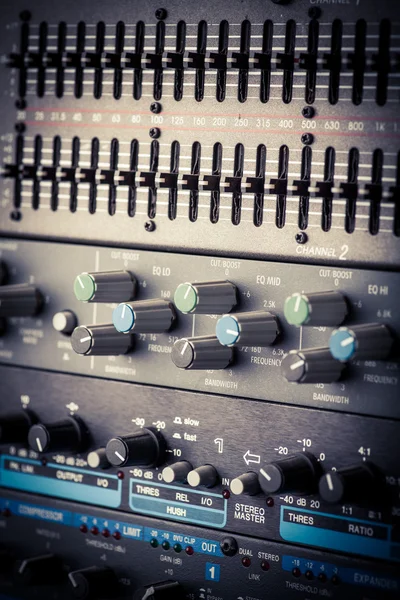 Buttons in sound studio — Stock Photo, Image