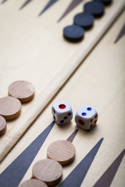 Backgammon board and dice — Stock Photo, Image