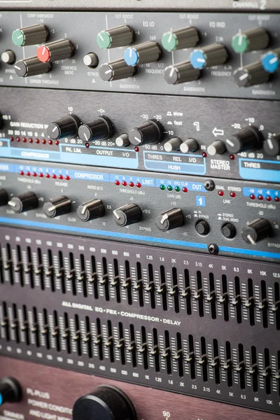 Buttons in sound studio — Stock Photo, Image