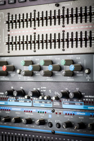 Buttons in sound studio — Stock Photo, Image