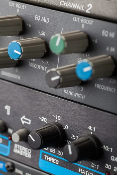 Buttons in sound studio — Stock Photo, Image