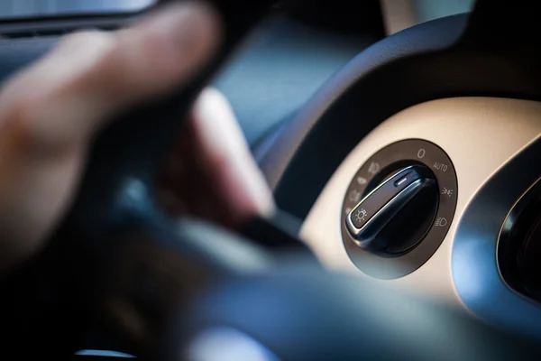 Headlights button in a car — Stock Photo, Image