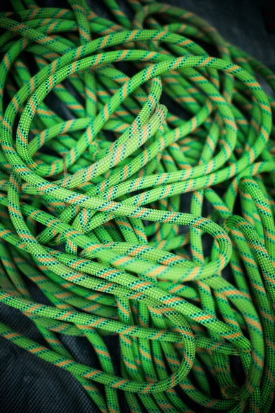 Close Shot Pile Green Rock Climbing Rope — Stock Photo, Image