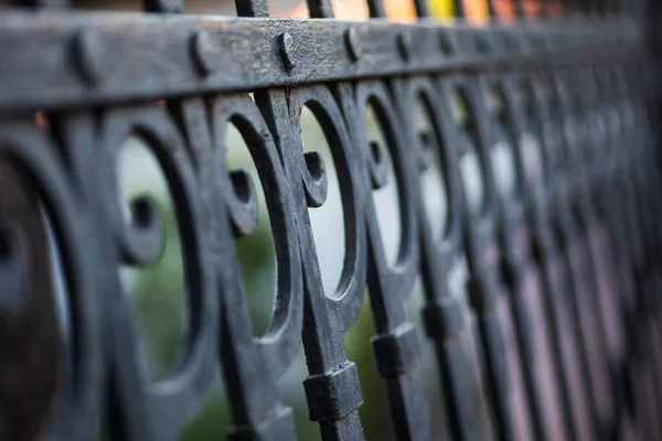 Fence Made Black Sharp Forged Iron — Stock Photo, Image