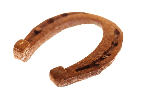 Rusty horse shoe on qhite — Stock Photo, Image