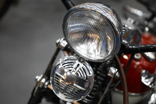 Motorcycle headlight and horn — Stock Photo, Image