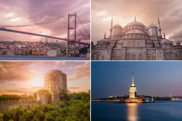 伊斯坦堡地标拼贴，土耳其 — 图库照片