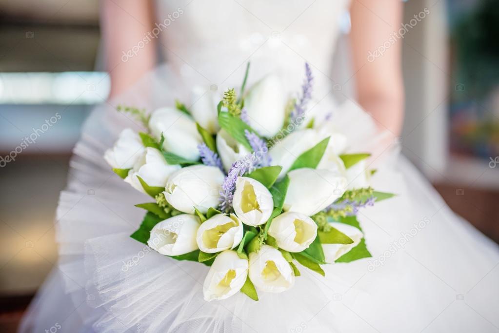 White Wedding bouquet close-up