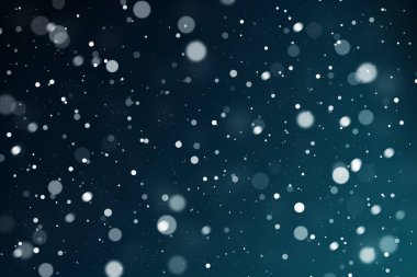 Koyu arkaplanda beyaz parlak lekelerin tasviri. Bokeh soyut arkaplanı.