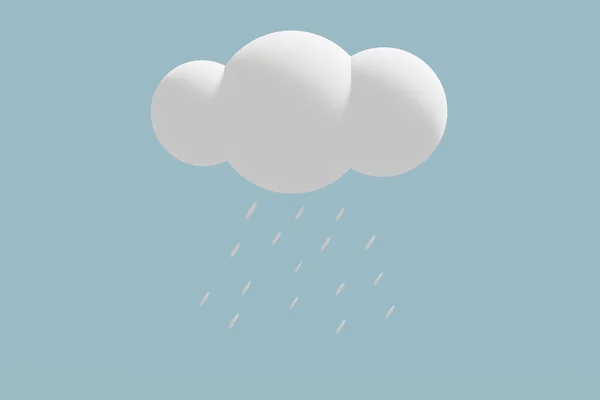 Raining clouds drawing isolated on blue background. 3D illustration — Stock Photo, Image