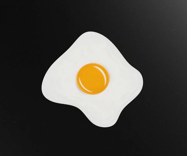 Smažené vejce izolované na černém pozadí. Smažené vejce ploché ikony. Ilustrace. — Stock fotografie