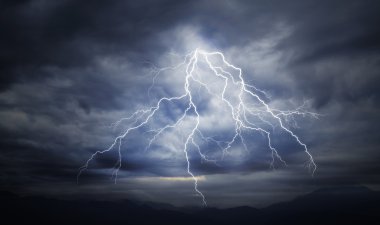 lightning strike on the cloudy sky clipart