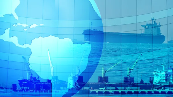 Endüstriyel konteyner kargo nakliye gemisi vinç köprü Tersanesi alacakaranlıkta için lojistik ithalat ihracat geçmiş çalışma ile