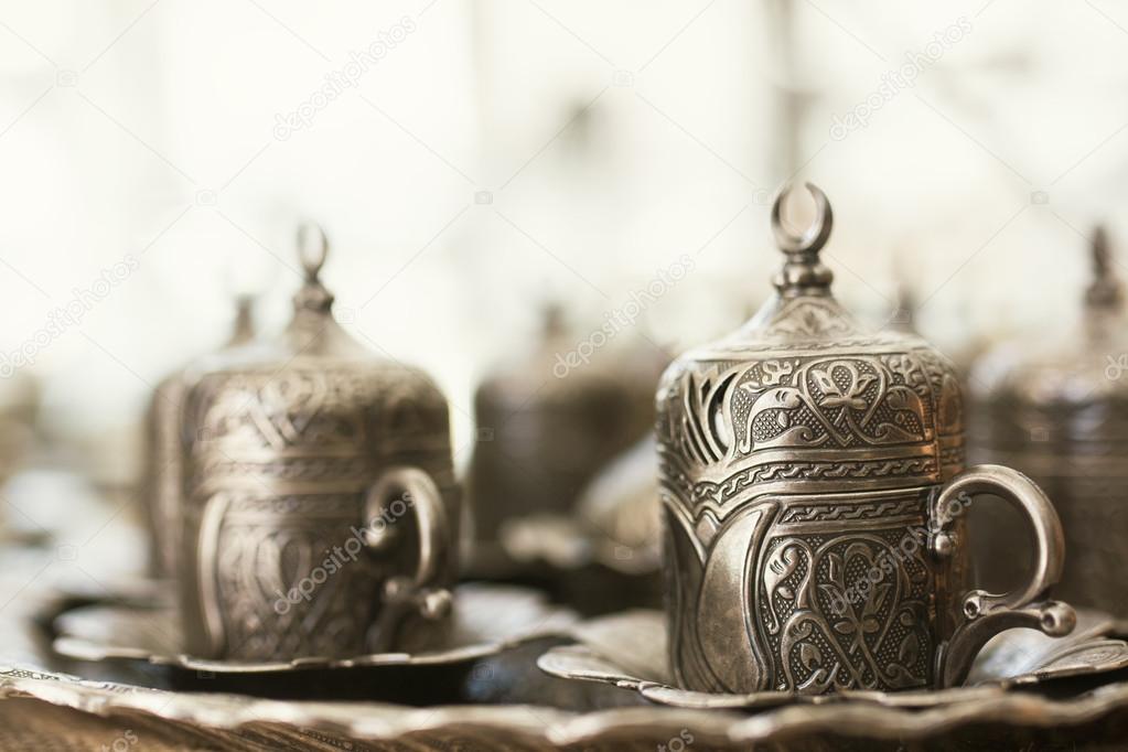 traditional turkish coffee on table at cafe