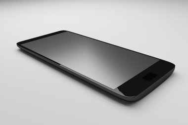 Beyaz arka plan üzerinde güzel smartphone. Siyah mobil akıllı telefon, 3d render.