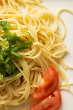 bir makarna yemek yemek için aşırı closeup