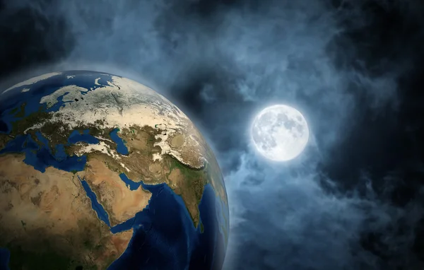 Terra e Lua. Vista espacial — Fotografia de Stock