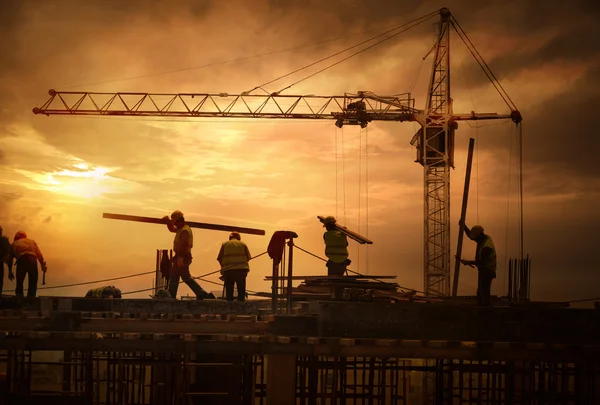 Lugar de construcción al atardecer — Foto de Stock