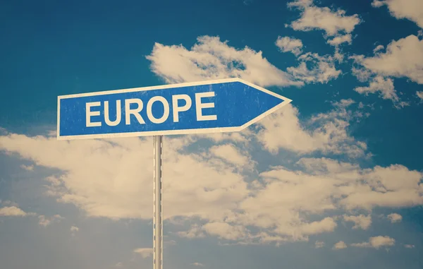 Europe sign with clouds as the background — Stock Photo, Image