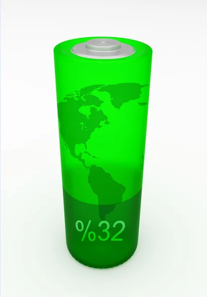Illustrazione 3D del concetto di batteria a energia verde — Foto Stock