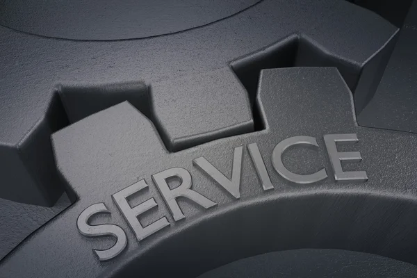 Service on the Metal Gears on Grey Background. — Stock Photo, Image