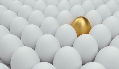 Gold egg among the usual. Concept of success. clipart