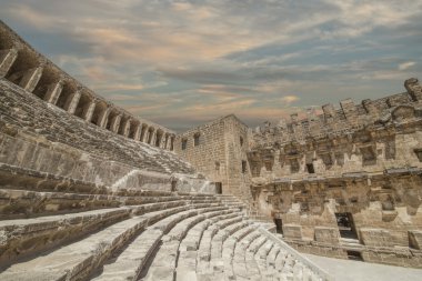 Antalya, Türkiye - Arkeoloji arka plan eski amfitiyatro aspendos