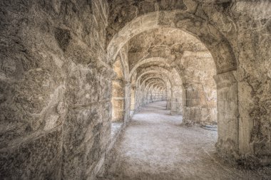 Antalya, Türkiye - Arkeoloji arka plan eski amfitiyatro aspendos