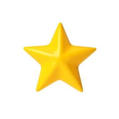 Beyaz Arkaplanda Sarı 3D Yıldız Simgesi. Yüksek kalite fotoğraf